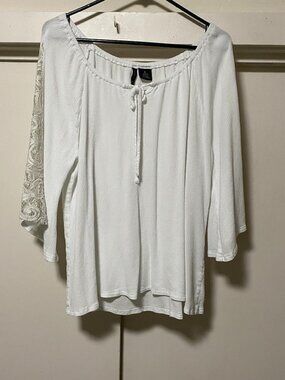 New Directions, 100% rayon, 3/4 sleeve, hippie tunic w/lace, size XL